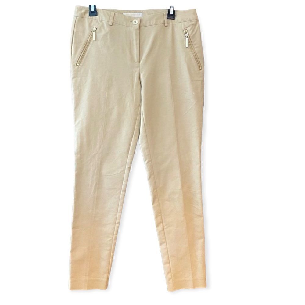 Michael Kors 6 Khaki Casual Workwear Cotton Trousers Tapered Pants